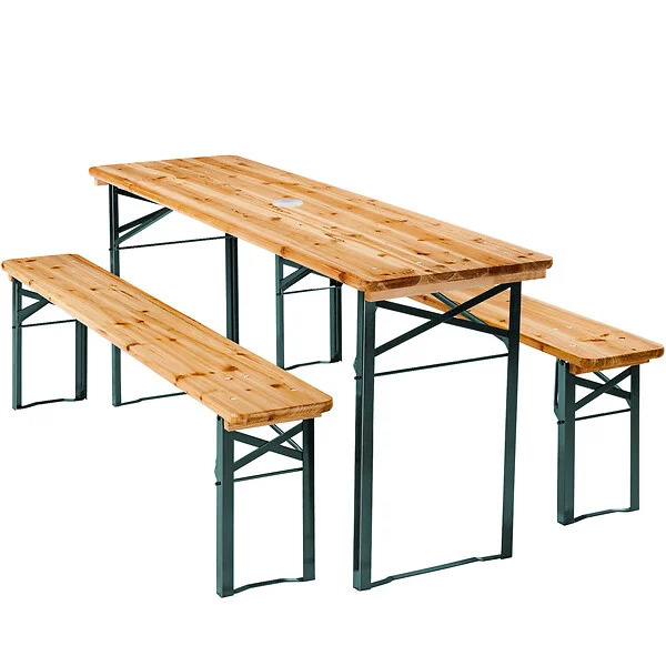 Ensemble de table et bancs en bois pour pique nique